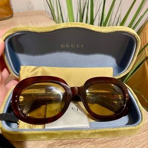 Gucci Round/Oval Sunglasses Brown Tortoise Yellow